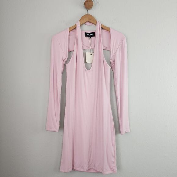 NEW SER.O.YA Retrofete Lana Two-Piece Halter Mini Dress Pastel Pink L - Picture 6 of 11